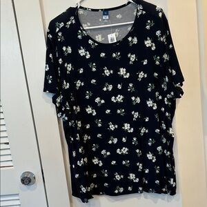 Old Navy Navy Floral Short-Sleeve Tee with White Blossoms